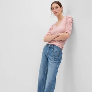 NWT Gap cotton/modal ruched 3/4 sleeve top